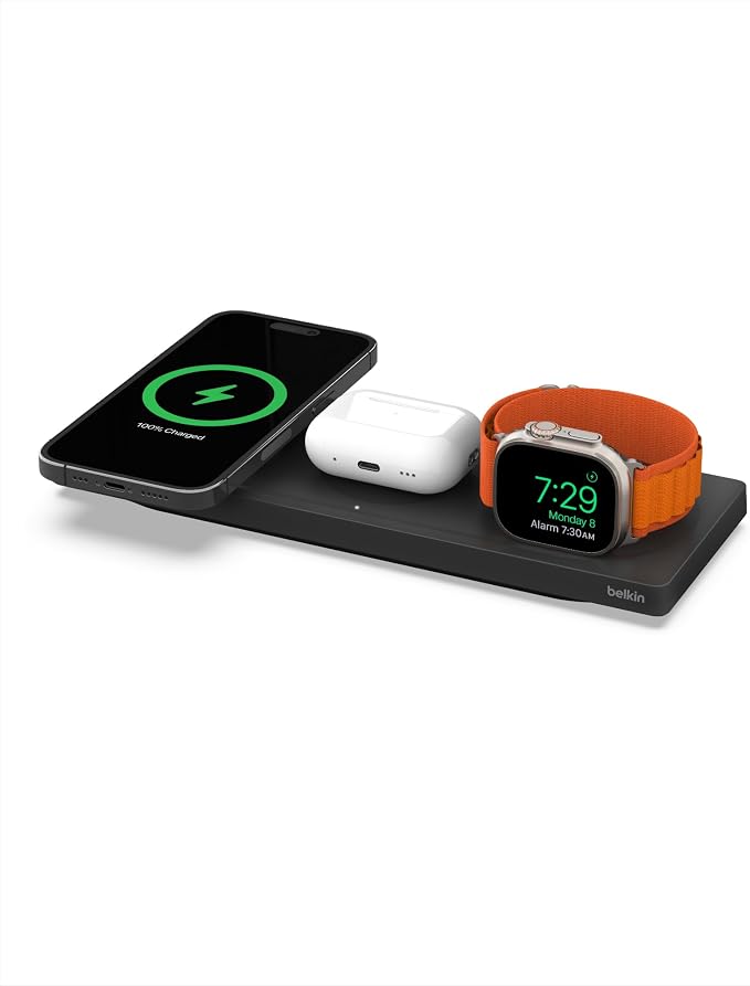 Belkin MagSafe 3 in 1 Wireless Charging Pad, Fast Charging Station | Apple Watch, iPhone 17/16/15/14 Series, AirPods compatible, multi-device MagSafe charging station, Magnetic by Unknown