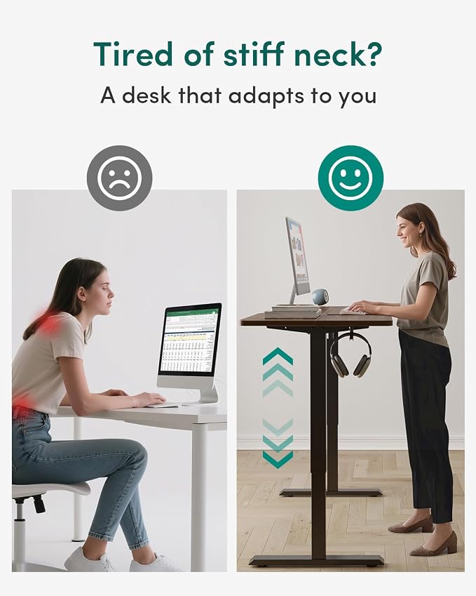 CubiCubi 63 x 28 Large Standing Desk, Height Adjustable Electric Computer Desk, 28" Deep Desktop, Sit Stand up Home Office Workstations with Preset Heights, Black Walnut - Image 4