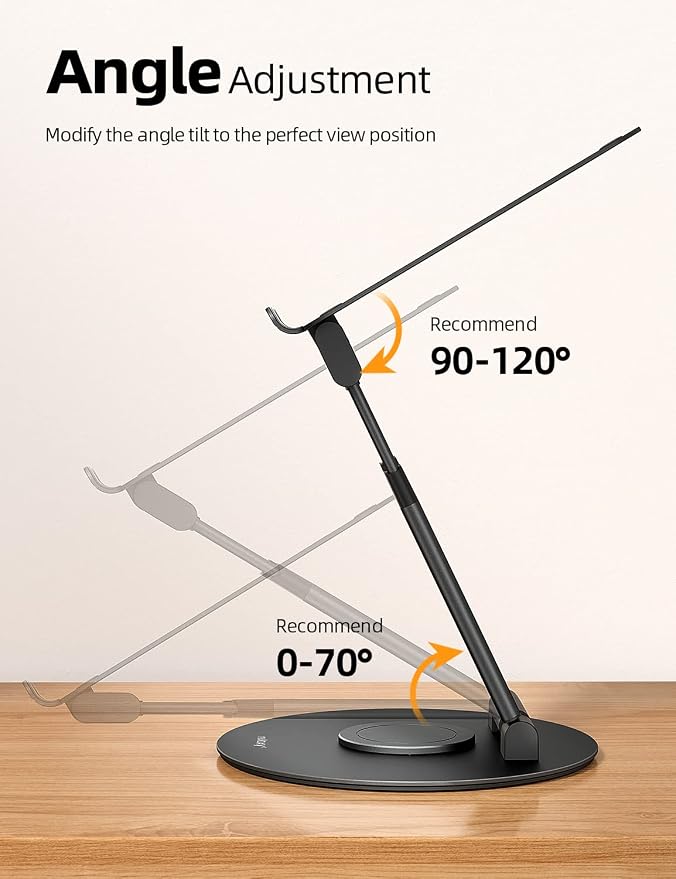 Nulaxy 18" Height Telescopic 360 Rotating Aluminum Laptop Stand Desk, Black | Ergonomic Computer Holder Riser with Heat-Vent, Standing Desk Converter Holds 22 Lbs for Office Desk Use Fits 10-17" Laptops - Image 4