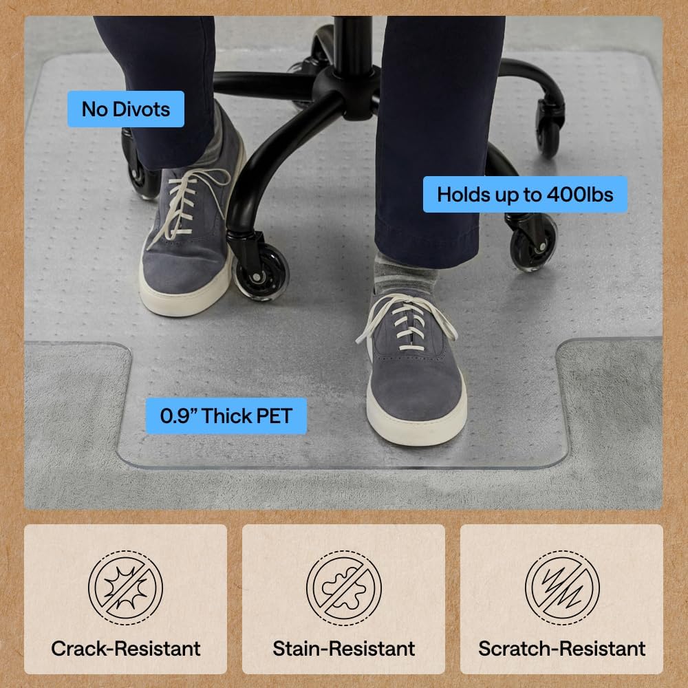 GORILLA GRIP Office Chair Mat for Carpet Floors, Heavy Duty 29x47 Clear Lip - Image 4