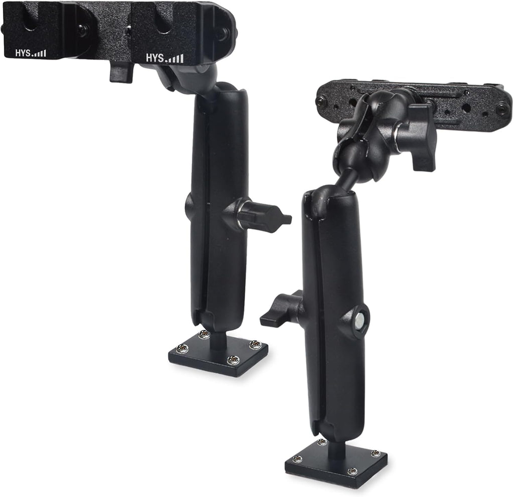 HYS Heavy Duty Drill Base Tablet Handheld CB Radio/Mic Holder Truck Mount, Aluminum 360° Adjustable 2-Stage Stand for Commercial Vehicles Car and Wall, for Handheld CB Radio&Mic with Clip/Round Knob - Image 8