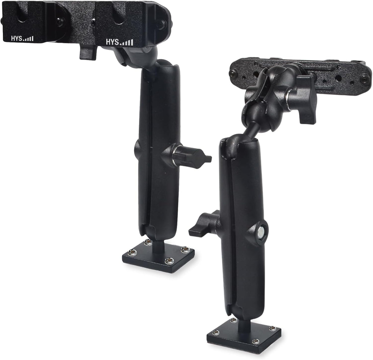 HYS Heavy Duty Drill Base Tablet Handheld CB Radio/Mic Holder Truck Mount, Aluminum 360° Adjustable 2-Stage Stand for Commercial Vehicles Car and Wall, for Handheld CB Radio&Mic with Clip/Round Knob - Image 8