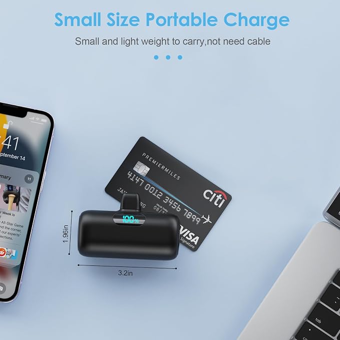 Feob [2 Pack] Small Portable Charger for iPhone14/13, 5500mAh PD Fast Charging Power Bank, LCD Display Mini Battery Pack Compatible with iPhone 14/14 Pro Max/13/13 Pro/12 Pro/11/XR/X/8-Black+Black - Image 4