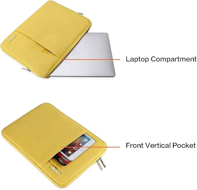MOSISO Laptop Case 16 inch, 15-15.6 inch Laptop Sleeve Bag with Pocket | Compatible with MacBook Pro 16 M5 M4 M3 M2 M1, HP Acer Dell Lenovo ASUS, Polyester Vertical Computer Bag, Yellow - Image 4