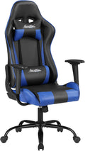 Gaming Chair Office Chair Desk Chair with Lumbar Support Headrest Armrest Task Rolling Swivel Ergonomic E-Sports Adjustable PC Gamer Chair Blue by BestOffice