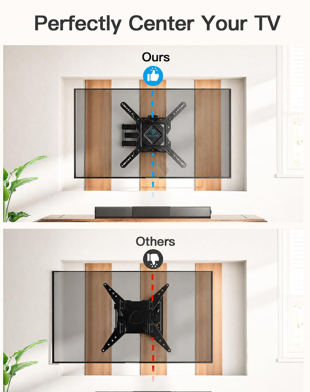 PERLESMITH Full Motion TV Wall Mount Corner for 27-60 Inch TVs - Image 7