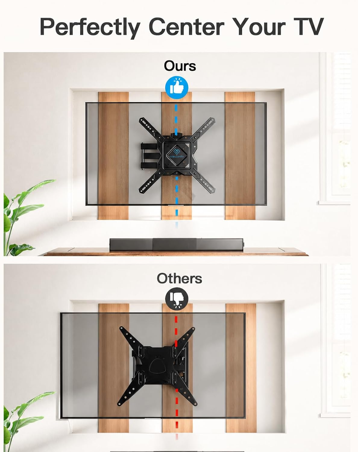 PERLESMITH Full Motion TV Wall Mount Corner for 27-60 Inch TVs - Image 7