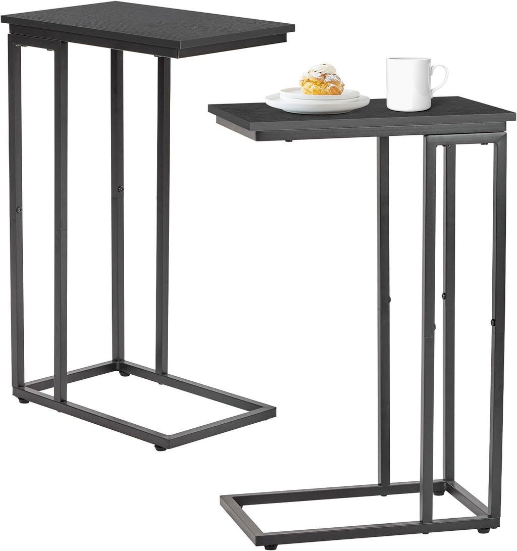 C-Shaped End Table - Slim Slide-Under Couch TV Tray Side Table by fusehome