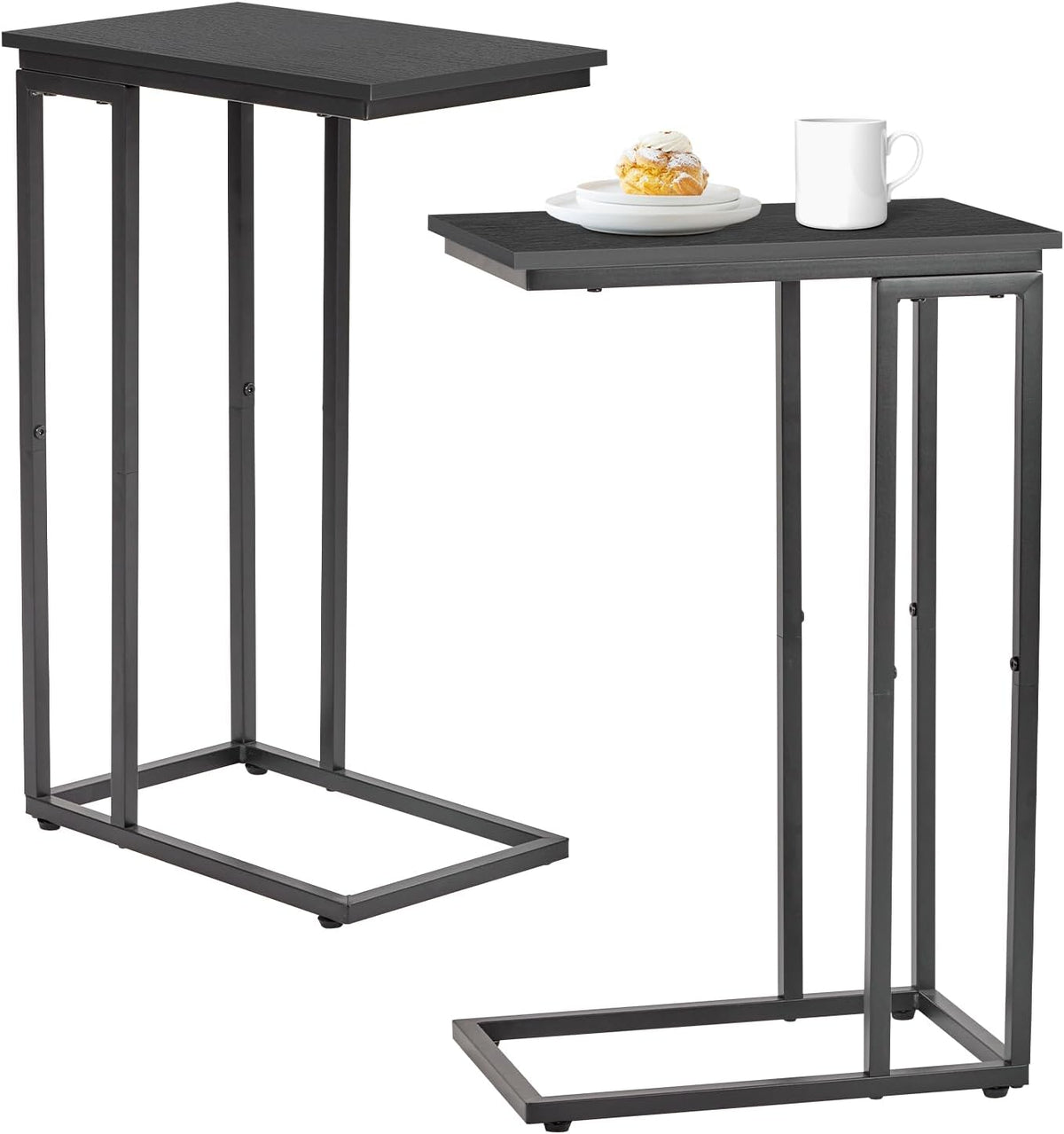 C-Shaped End Table - Slim Slide-Under Couch TV Tray Side Table by fusehome