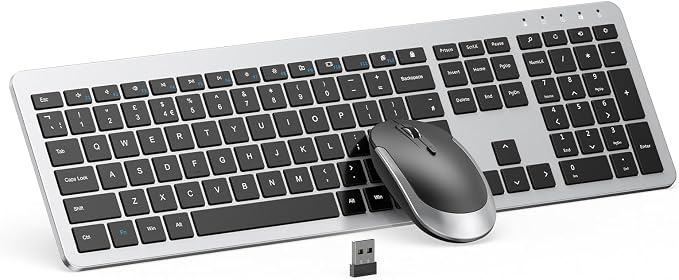 seenda Wireless Keyboard and Mouse Combo, Slim Full-Size Design | Quiet typing and mouse clicks, 2.4G USB receiver, Adjustable DPI mouse, Compatible for Windows PCs/laptops, Black and Silver by seenda-JustBeYourself