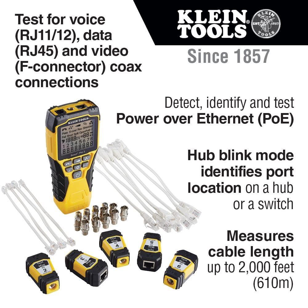 Klein Tools VDV501-853 Coaxial Cable Tester & Cable Tracer Probe-Pro Tracing Probe with Replaceable Non-Metallic & Ratcheting Modular Data Cable Crimper/Wire Stripper - Image 3