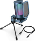 FIFINE AmpliGame A6VB USB Condenser Gaming Mic with RGB for PS5 Streaming | Quick Mute, Gain Control, Tripod Stand, Pop Filter, Cardioid Pickup, for PC/Mac Discord Twitch Podcasts YouTube by FIFINE