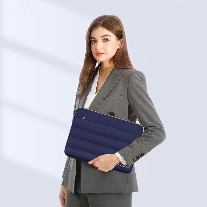MOSISO Laptop Case 17.3 inch,17-17.3 inch Puffy Laptop Sleeve Carrying Case | Compatible with Dell XPS/HP Pavilion/Ideapad/Acer/Alienware/HP Omen, Polyester Horizontal Bag with Small Case, Navy Blue - Image 6