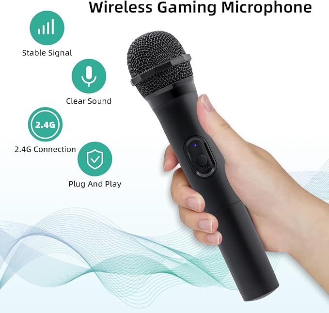 Mcbazel 2 Pack Wireless USB Gaming Microphone Compatible with Xbox Series X/S, PS5, Switch OLED, NS Switch/Switch2, PC, PS4, PS3, PS2, Xbox One X/S, Xbox One, Xbox 360, Wii - Image 2