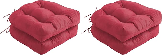 IPYNBAP Outdoor Chair Cushions Set of 2, Patio Chair Cushions with Ties, 17x17+4” Tufted Outdoor Seat Cushions, Waterproof Patio Furniture Cushions, Outdoor Dining Chair Pads, Burgundy (Pack of 2) by IPYNBAP