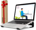 Laptop Stand for Desk, Ventilated Aluminum Laptop Riser, Black | Stable Typing Support, Fixed 17° Angle, 2.5 in Lift, Silicone Pads, Open Airflow, Fits Most 11–16 in Laptops, Tool Included by KYQEE