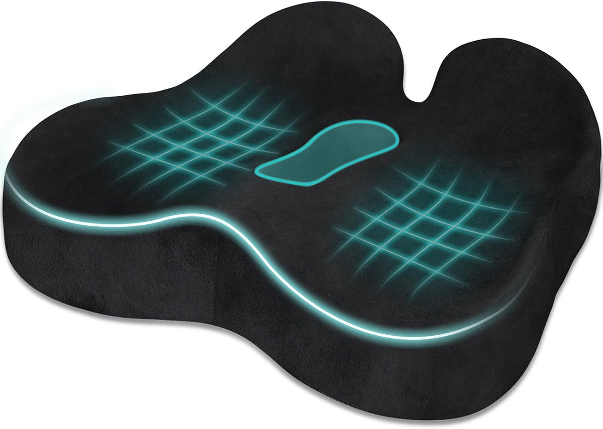 Seat Cushion, Office Chair Cushion, Supportive Donut Pillow, Black by DailyCuddles
