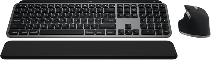 Logitech MX Keys S Combo Mac Wireless Keyboard and Mouse - Space Grey | Includes palm rest, Backlit keyboard, Fast scroll, Bluetooth, USB-C, For MacBook Pro, MacBook Air, iMac, iPad by Unknown