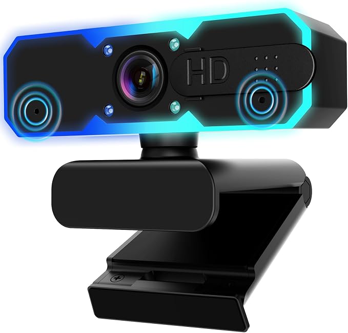 NBPOWER 1080P 60FPS Streaming Camera Webcam with Microphone and Fill RGB Light,Autofocus,Work with Laptop/Desktop Computer/Winsdows/Mac OS/PC Computer for Camera by NBPOWERWebcam