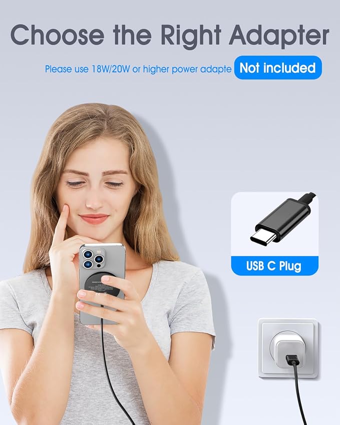 for Apple Mag-Safe Charger 2 Pack, Magnetic Wireless Charger, Black | Made for iPhone 17/17 Pro/17 Pro Max/Air/16 15 14 13 12 Pro Max Plus mini, Charging Pad for Airpods Pro 3 2,Strong Magnet - Image 5