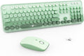 Wireless Keyboard and Mouse Combo - 2.4G Full-Sized Cute Colorful Mouse and Keyboard with 104 Round Keys Retro Typewriter Keyboard for Laptop/Windows/PC - Green Gradient by FOPETT