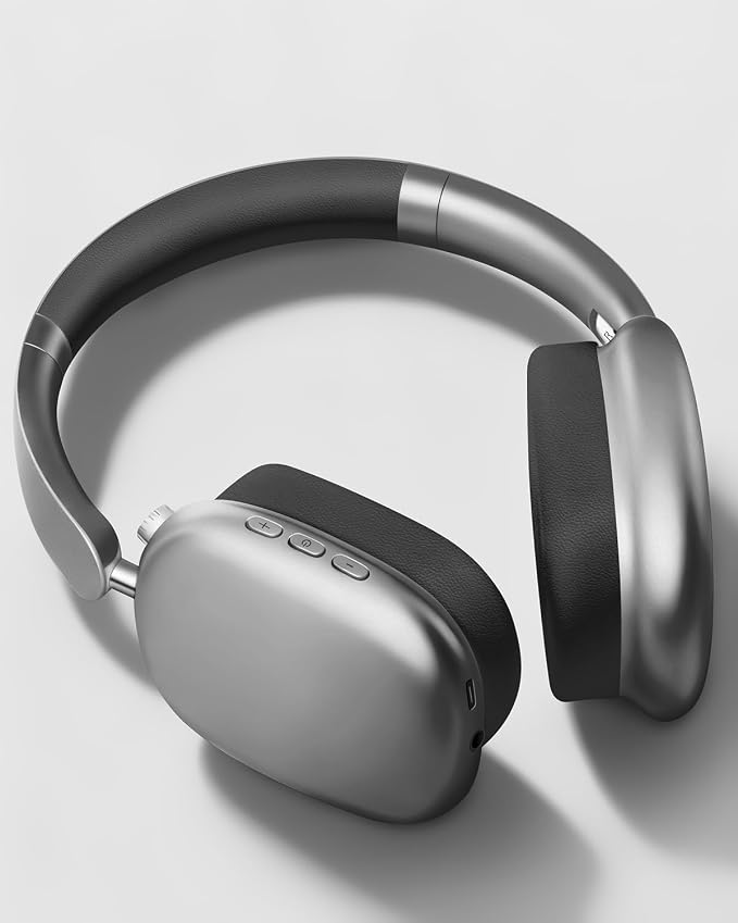 Wentronic Y01 Wireless Noise Canceling Headphones Bluetooth 5.3 Over Ear Headphones with Microphone, Hi-Res Audio, 48H Playtime, Foldable Comfortable Earpads,Compatible with iOS,Android,PC, Space Grey - Image 2