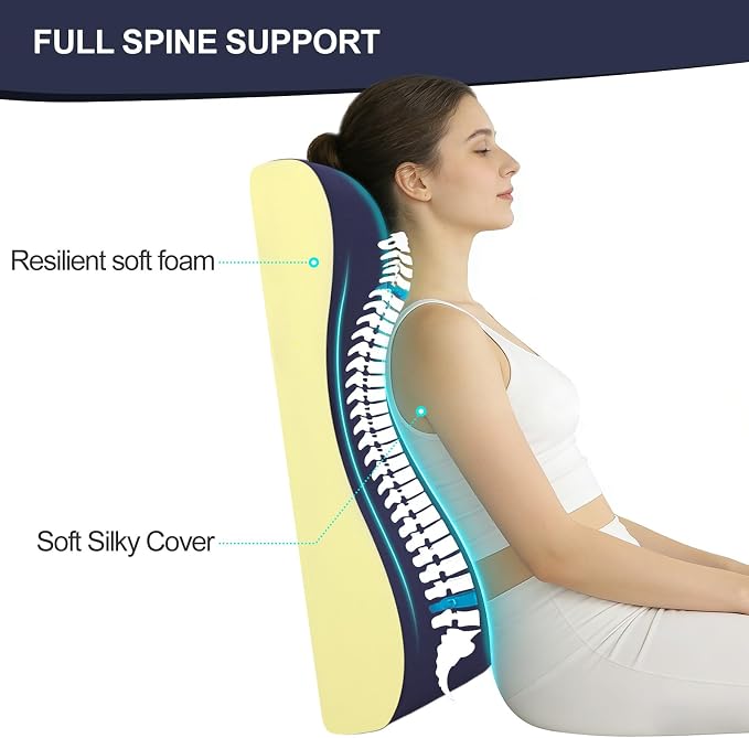 2-in-1 Neck Pillow Lumbar Support Pillow for Recliner Couch& Glider Chair - High Resilient Foam Ergonomic Back Support for High-Back Rocking Chairs, Glider Rocker Replacement Cushions Navy L - Image 3