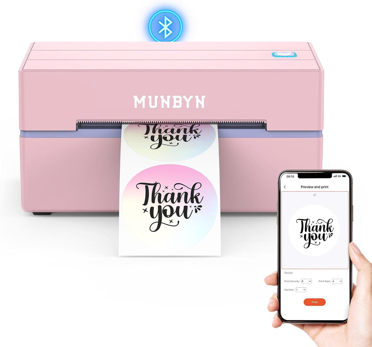 MUNBYN Bluetooth Thermal Label Printer, Wireless 4x6 Shipping Label Printer by MUNBYN
