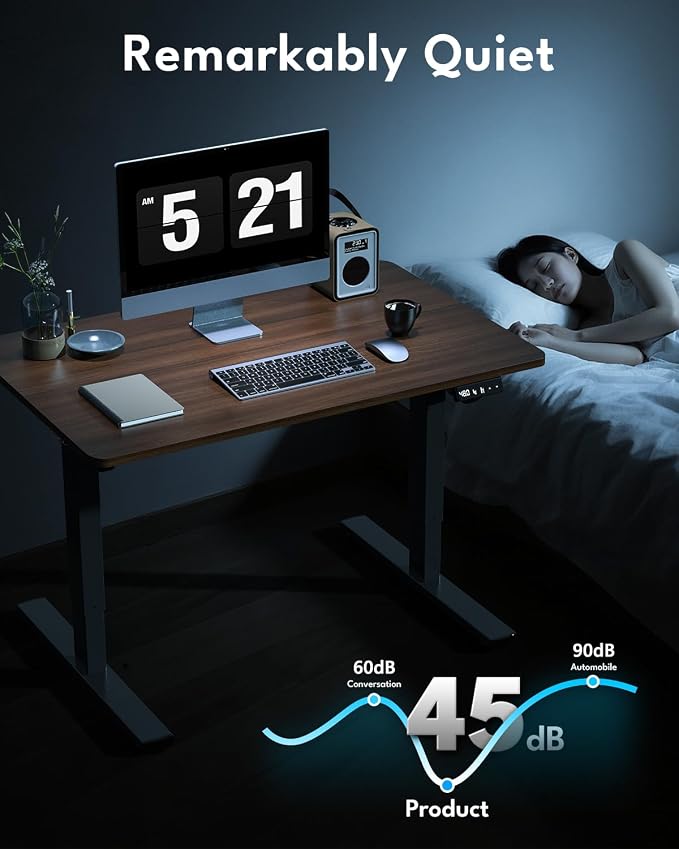 Electric Standing Desk, Gaming Desk, 40 x 24 Inch, Walnut | Height Adjustable Computer Desk with Smart Controller, Sit and Stand Up Table for Home, Office, Work, Study, Writing - Image 6