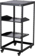 20U Open Frame Network Rack, 22"-40" Adjustable Depth, Wall Mount & Freestanding Server Rack with Lockable Casters + 2Pack 1U Shelves, Heavy Duty for IT AV Gear by PeacefulHues