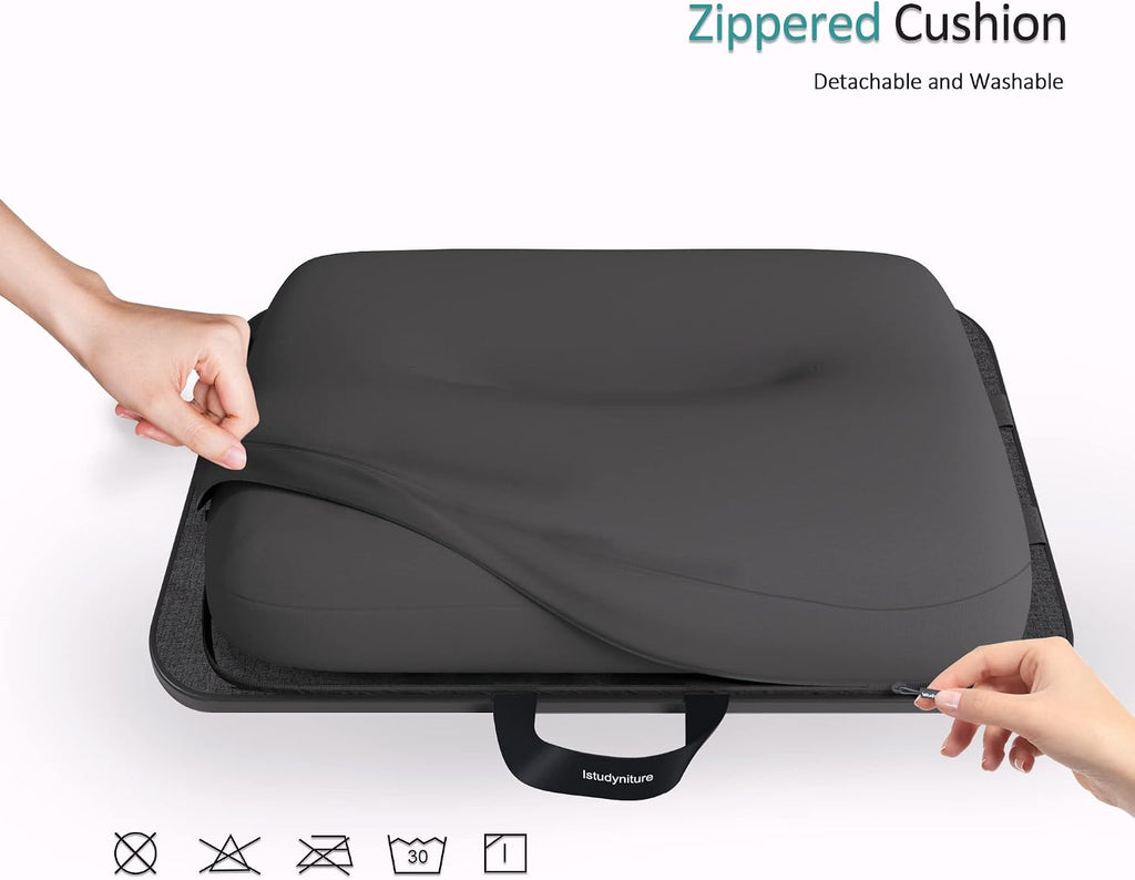 Istudyniture Lap Desk | Portable Laptop Desk & Stand – Fits Up to 15.6 inch – Washable Cushion, Built-in Phone Holder – for Bed, Couch, Sofa, Floor – Writing, Reading, Home Office – Small, Black - Image 4