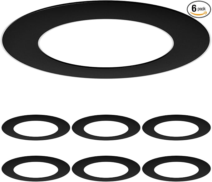 Amico Goof Rings for 6 Inch Recessed Lights, 6 Pack, Black | Can Light Trim Ring Cover, Outer Diameter 8.6-inch, Inner Diameter 6.2-inch, Durable Plastic Design by Amico