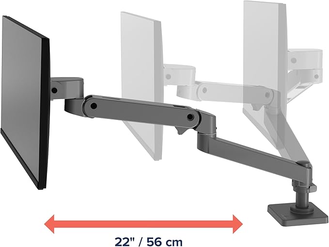 Ergotron – Upgraded LX Pro Premium Monitor Arm, Single Monitor Desk Mount – fits Flat Curved Ultrawide Computer Monitors up to 34 Inches, 4 to 22 lbs, VESA 75x75mm or 100x100mm – Dark Grey - Image 4