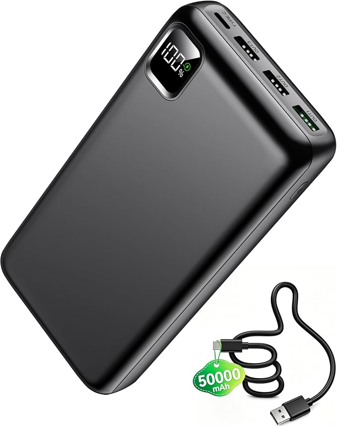 Portable Charger Power Bank 50000mAh Fast Charging Battery Bank | 30W USB C External Battery Pack LED Digital Display Phone Charger Travel Essential for iPhone 17/16/15/14/13/12, Samsung etc by Unknown