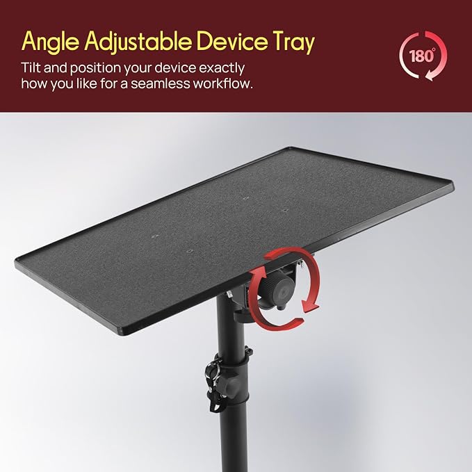 PYLE Laptop & Projector Stand, Tripod Stand With Adjustable Height 28"-50", Portable DJ Equipment Mount, Angle Adjustable Tray, Lightweight Metal Construction, Stage, Studio, Musicians & Performers - Image 4