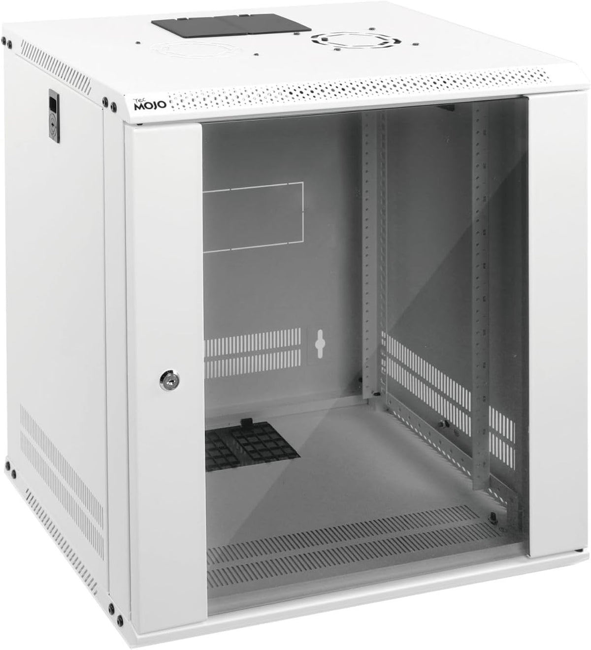 Tecmojo 12U Wall Mount Rack Network Cabinet for 19" IT Equipment,with Lockable Glass Door and Side Panels,Cooling Fan,17.7inch Depth,White by Tecmojo