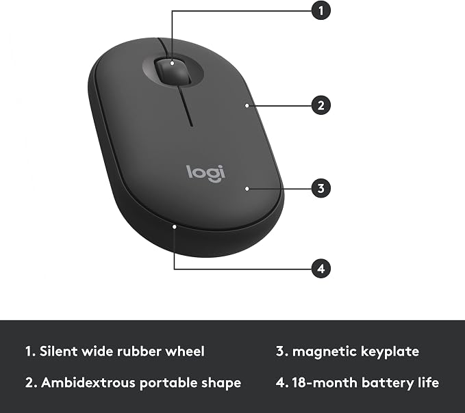 Logitech MK470 Slim Compact Wireless Keyboard and Mouse Combo - Graphite | Compact low-profile quiet keyboard with number pad, slim ambidextrous quiet mouse with 3 non-customizable buttons, Windows PC - Image 8