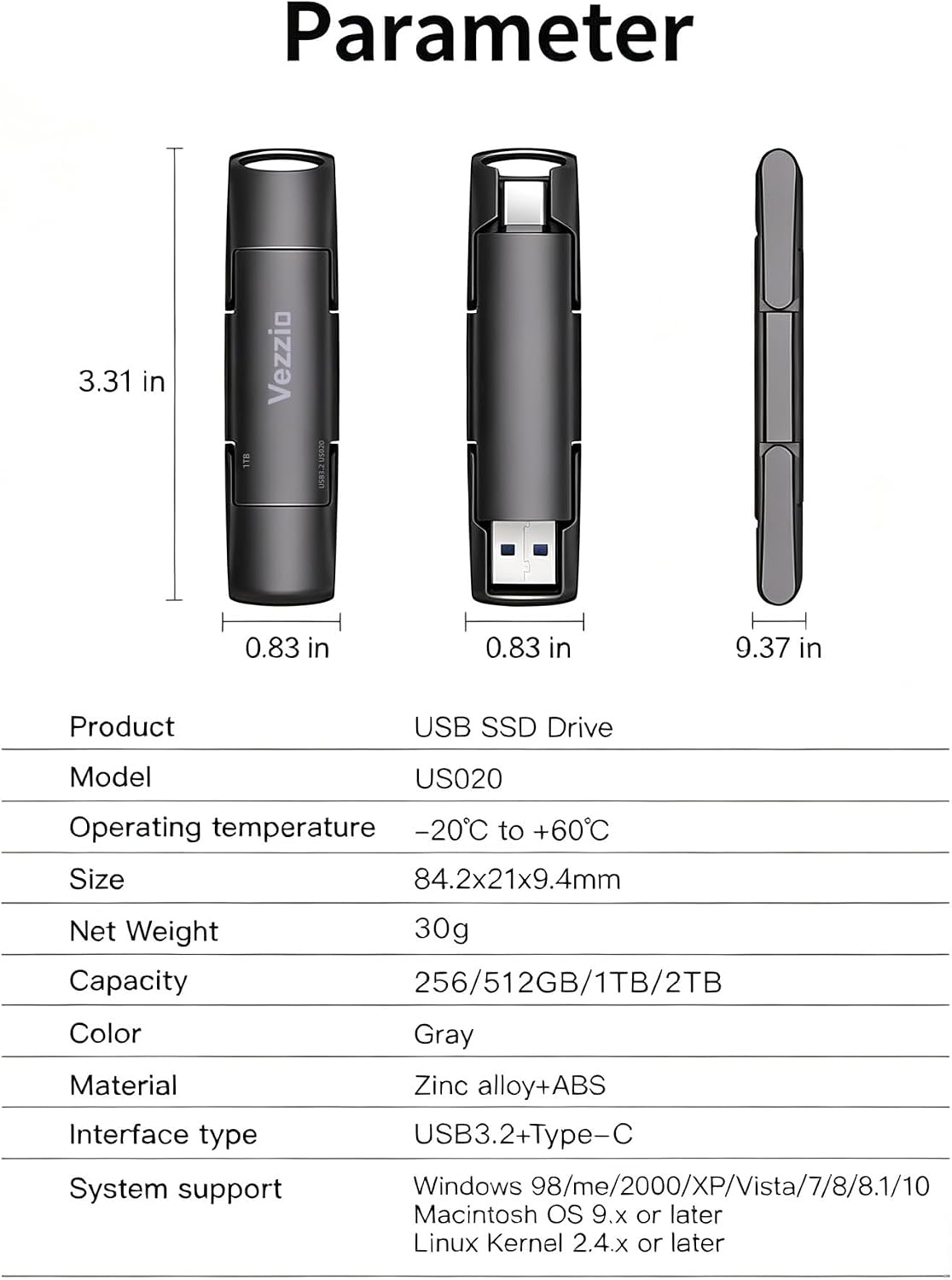 Vezzio 256GB USB C Flash Drive, USB 3.2 Gen2 Stick, Portable SSD 1000MB/s - Image 8