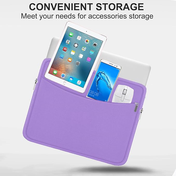 Laptop Sleeve 15.6 inch, Shockproof Protective Laptop Cover Briefcase Carrying Computer Bag with Accessory Pocket, Portable Computer Case Compatible with MacBook, HP, Dell, Lenovo, Asus, Purple - Image 2