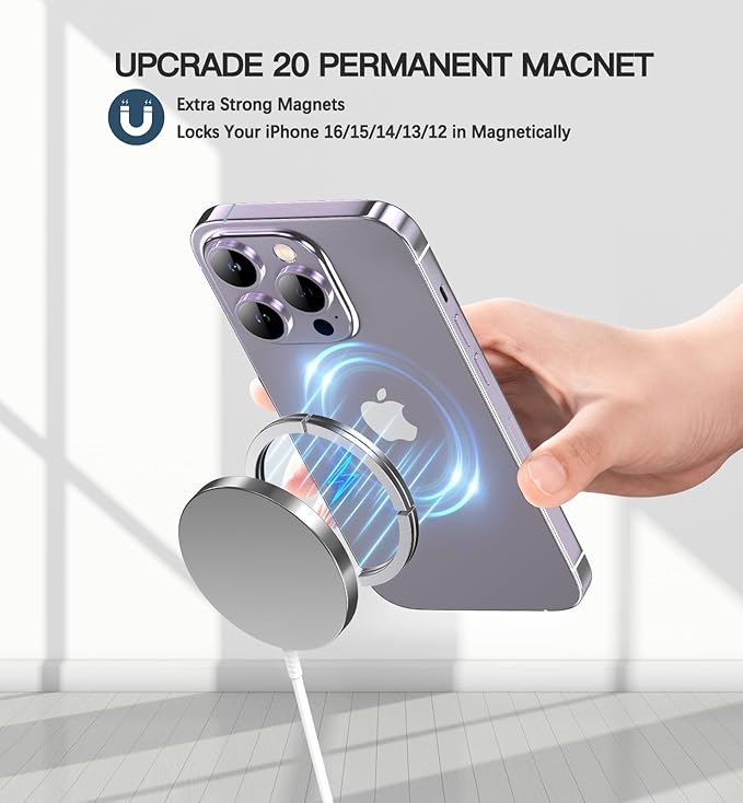 Magnetic Wireless Charger, 2-Pack 15W Fast Mag-Safe Stand for iPhone 17-12 | Fast Magnetic Wireless Charging Pads for iPhone 17/17 Air/17 Pro/17 Pro Max, 16/15/14/13/12 Series and AirPods(white） - Image 4