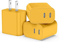 USB C Charger Block 3 Pack, Dual Port 20W Fast Wall Plug(Orange Yellow) | 20W PD fast charging USB C block for iPhone 17 16 15 14 13 12 11, iPad Pro, iPad Air, AirPods and Apple Watch. by SMALLElectric