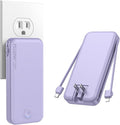 Nusyddy Portable Charger 10000mAh Fast Charging w/Built-in Wall Plug Purp. | PD20W Fast Charging, LED Indicator, Pass Through Charging, TSA Approved, Compact/Slim, Power Bank for iPhone/iPad/Samsung by NUSYDDY