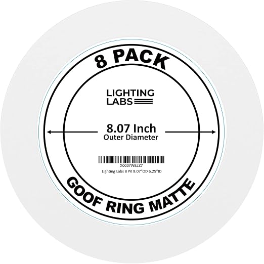 8 Pack Matte White Goof Trim Ring for 6" Inch Recessed Can Lighting Down Light, Outer Diameter 8 Inches, Inner Diameter 6.2 Inches by LightingLabs