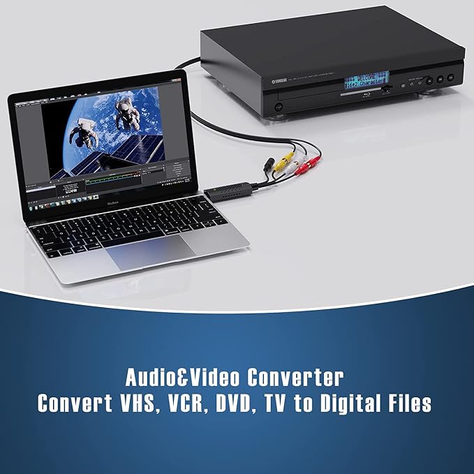 Capture Card, USB Video Capture Card Device, Audio Video Converter Grabber for RCA to USB-Convert VHS Mini DV VCR Hi8 DVD to Digital, for PC TV Tape Player Camcorder, MAC Windows Vista Compatible - Image 2