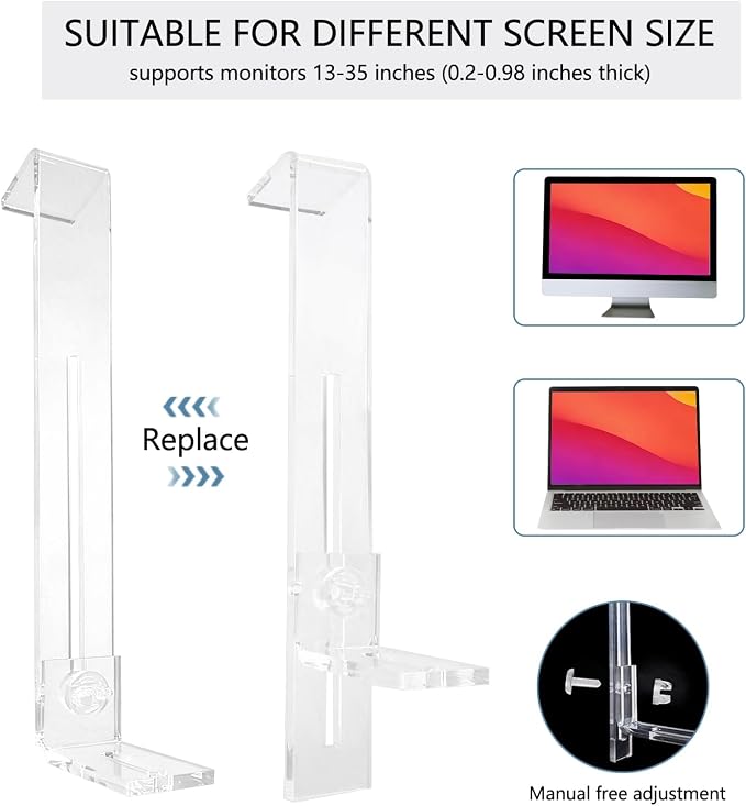 Webcam Mount for Monitor,1/4" Screw Universal Clip-On Holder | for Logitech Brio,OBSBOT,Nexigo Webcams,New upgrade, width 3CM ,supports monitors 13-35 inches (0.2-0.98 inches thick) - Image 2
