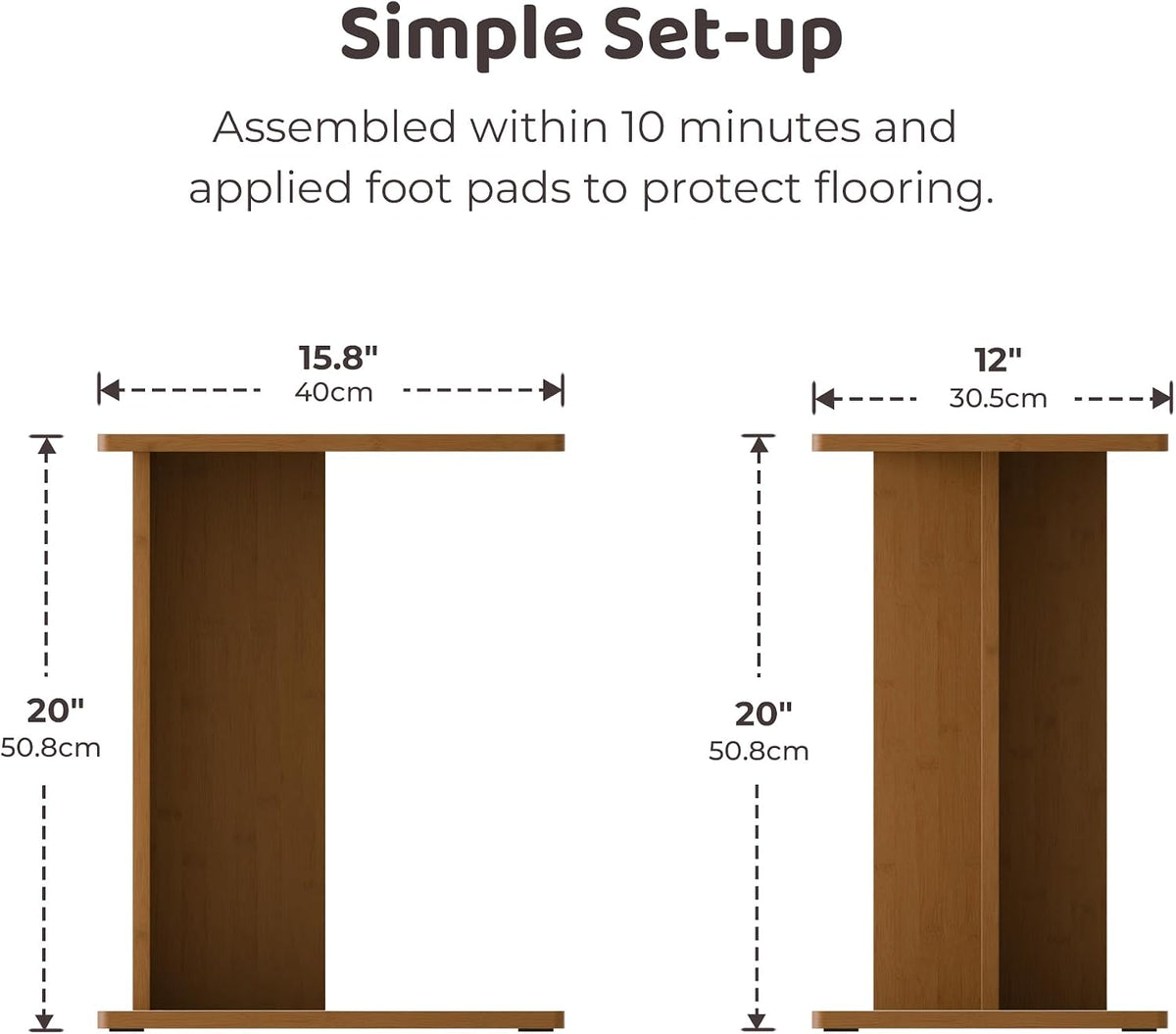 RECCI Solid Bamboo C-Shaped End Table Set of 2 for Couch and Sofa, Sustainable Mid-Century Modern Wood Side Table for Living Room or Bedroom, Easy Assembly C Table Nightstand (Walnut) - Image 3