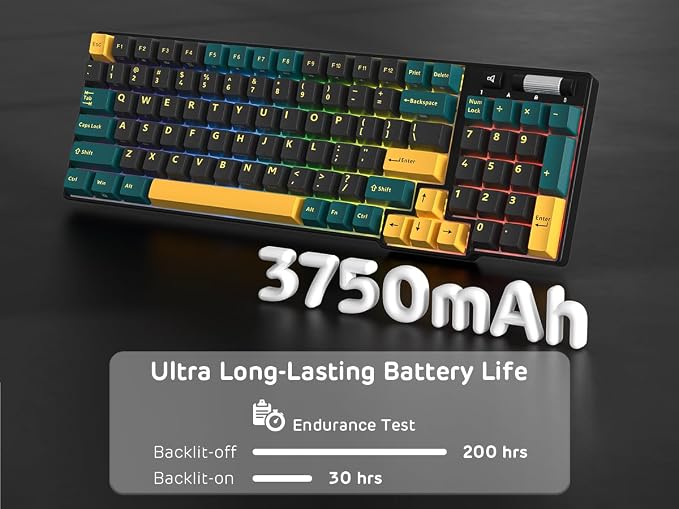 RK ROYAL KLUDGE RK96 RGB Wireless Mechanical Gaming Keyboard w/Wrist Rest | 90% 96 Keys Hot Swappable Mechanical Keyboard, 3-Mode BT5.0/2.4G/USB-C, Volume Control, Software Support & Massive Battery - Image 7