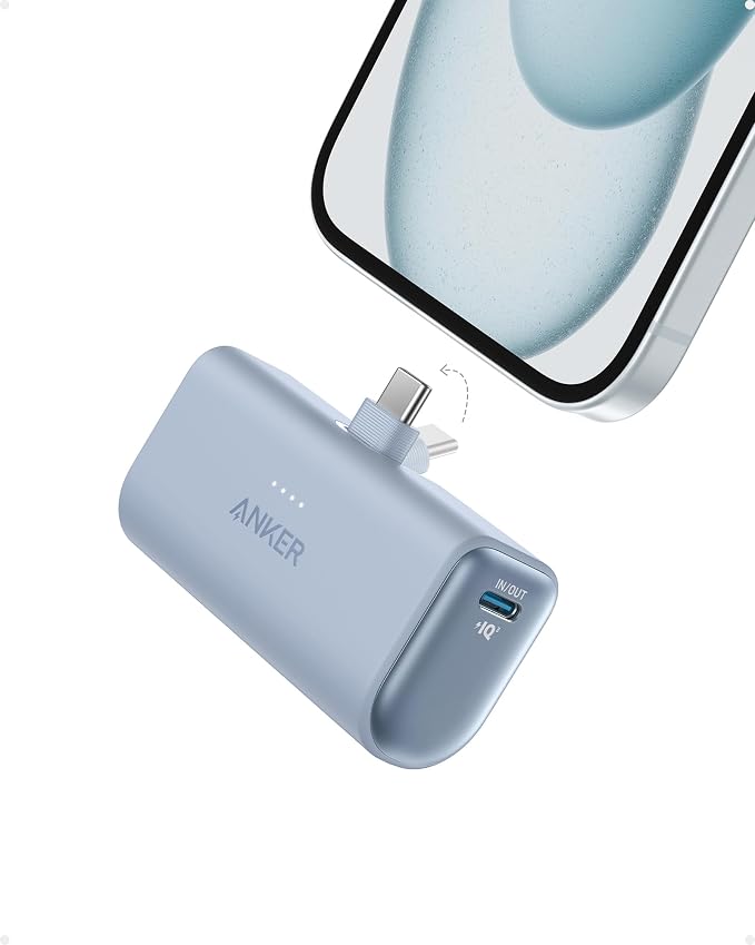 Anker Nano Power Bank,5,000mAh Portable Charger, Built-in USB-C Connector | 5,000mAh 22.5W Portable Charger for iPhone 17 / 16 / 15 Series, Galaxy S23 / S22 Series, iPad Pro / Air, AirPods, and More by Unknown