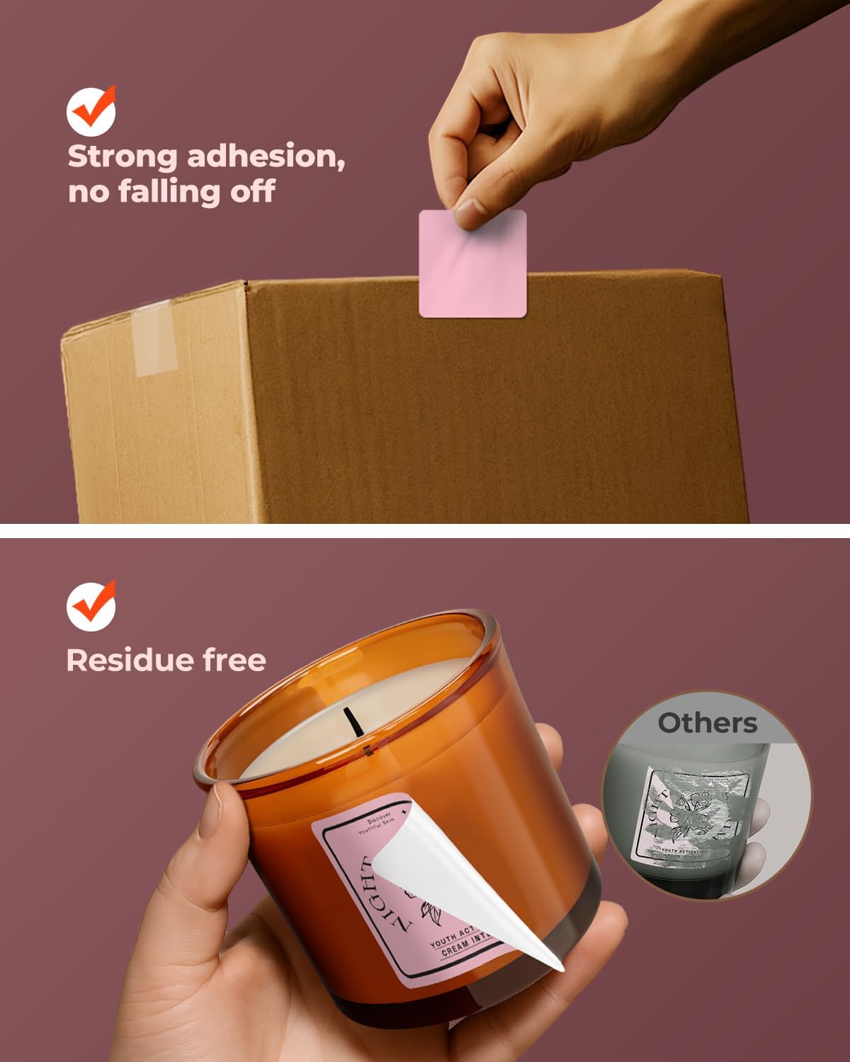 MUNBYN 2x2 Thermal Labels, 750 Sheets/Roll, Pink - Image 5