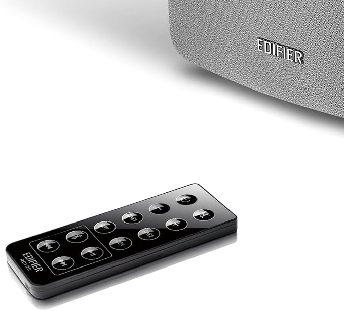 Edifier R1280DB Powered Bluetooth Bookshelf Speakers - Optical Input - Wireless Studio Monitors - 4 Inch Near Field Speaker - 42w RMS - Wood Grain (White) - Image 6